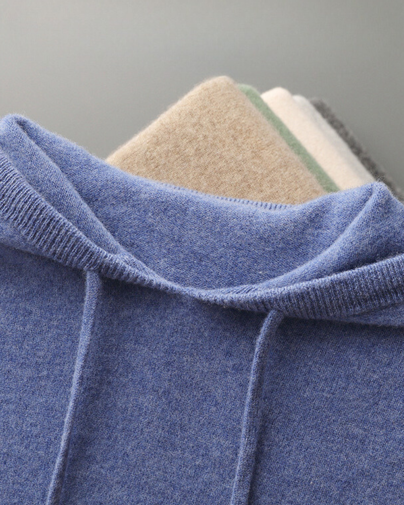 Men's 100% Cashmere Hoodie – Luxury Knit Pullover Hoodie