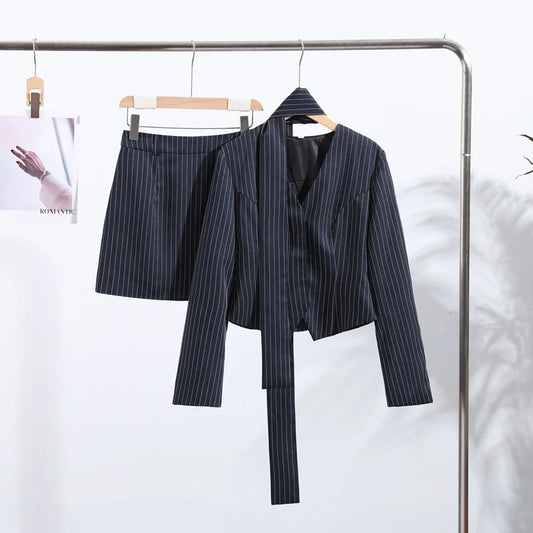 Pinstripe Jacket & Skirt Set