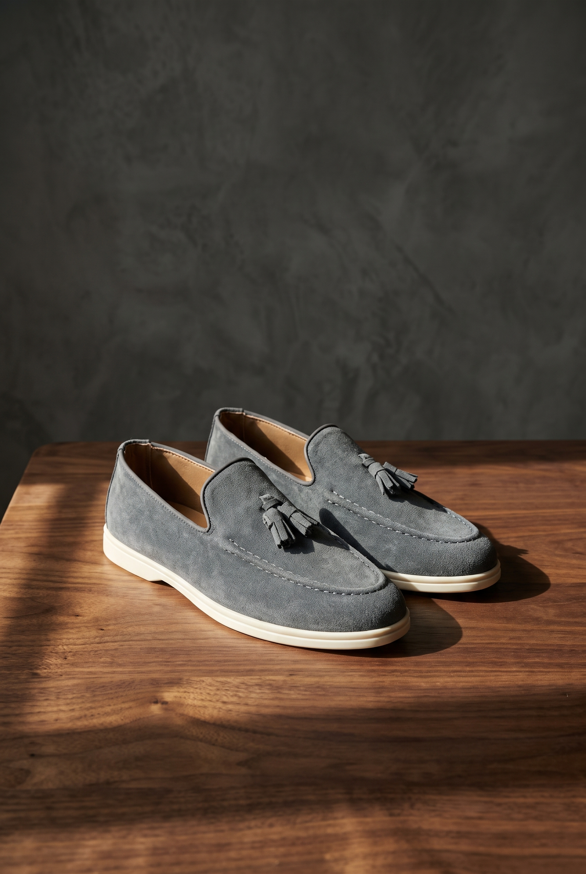 The Old Money Club - Grey Suede Tassel Loafers