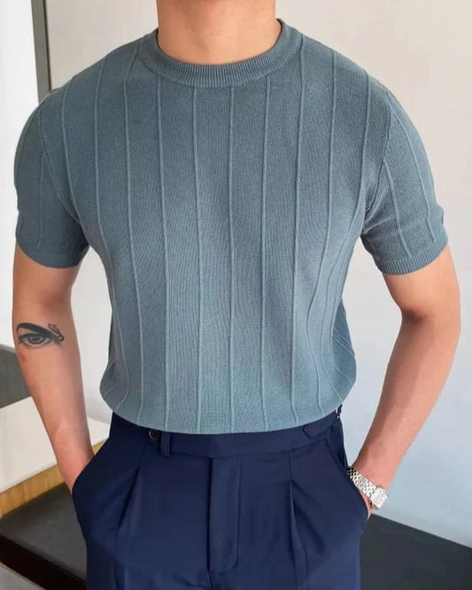 Men's Ribbed Cotton T-Shirt – Cannes Crew Neck Tee