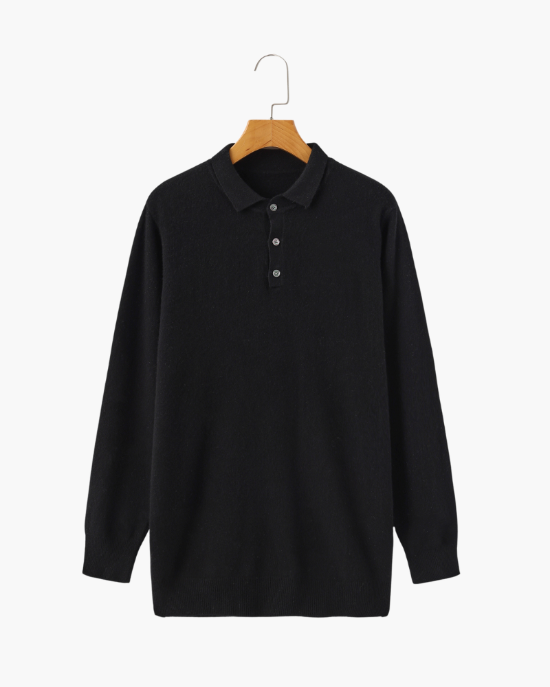 Men's 100% Cashmere Polo Shirt – Luxury Knit Short-Sleeve Polo