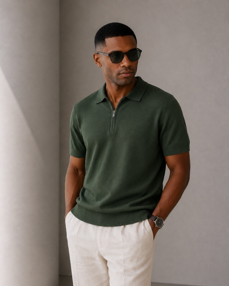 Men's Zip-Up Polo Shirt – Marbella Knit Quarter-Zip Polo