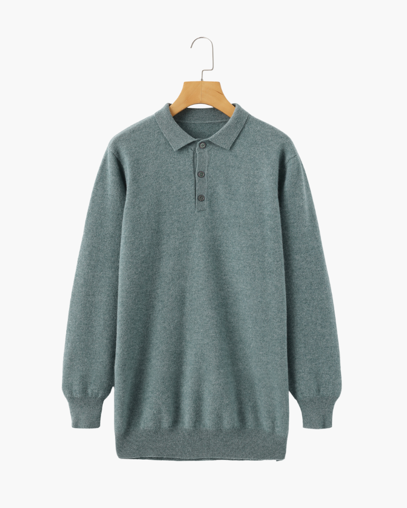 Men's 100% Cashmere Polo Shirt – Luxury Knit Short-Sleeve Polo
