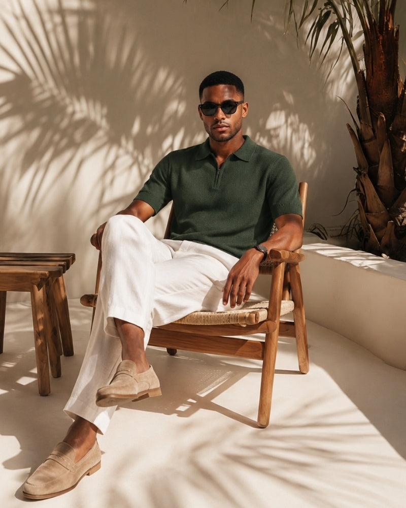 Men's Zip-Up Polo Shirt – Marbella Knit Quarter-Zip Polo