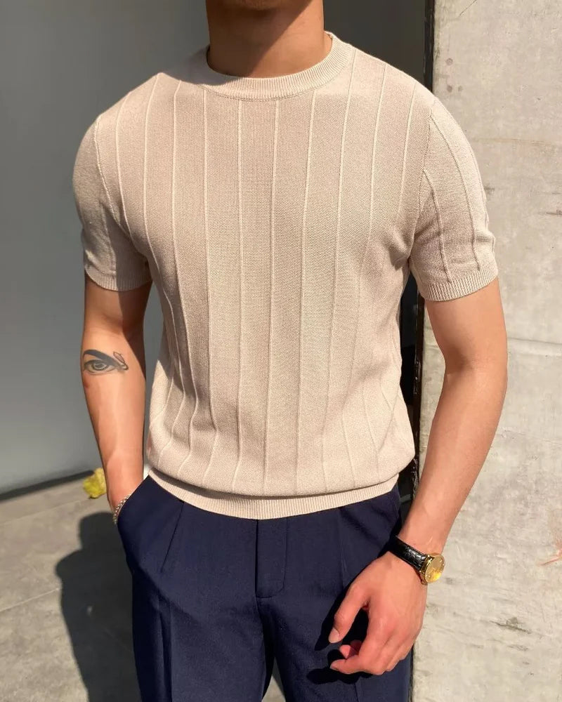 Men's Ribbed Cotton T-Shirt – Cannes Crew Neck Tee