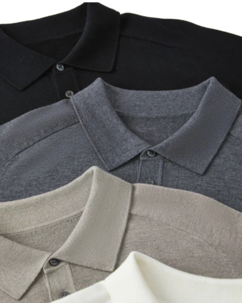 Men's Premium Wool Polo Shirt – Fine-Knit Short-Sleeve Polo