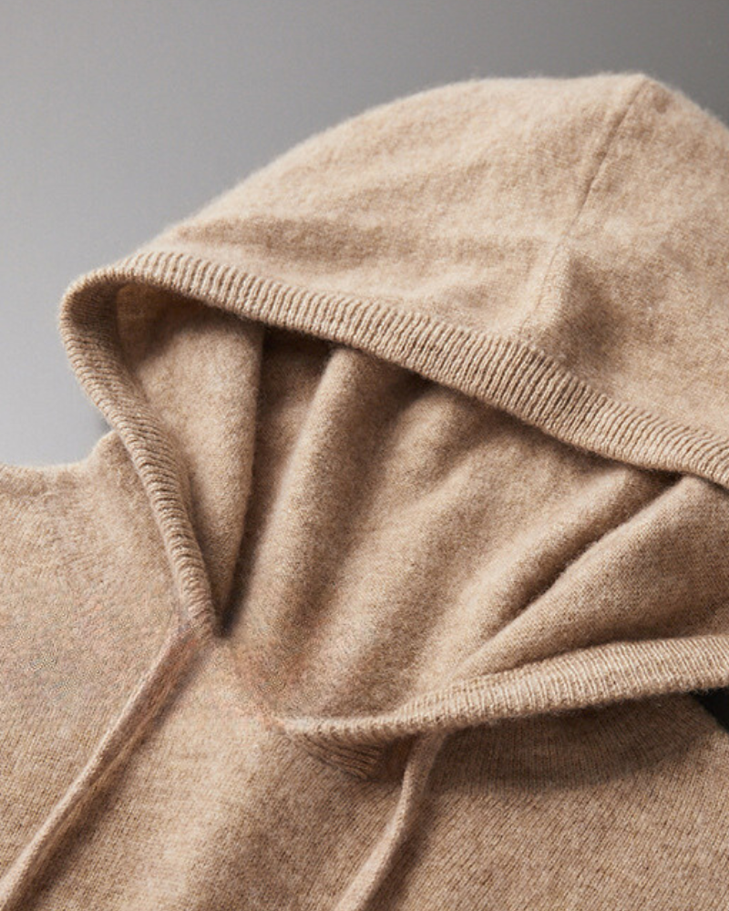 Men's 100% Cashmere Hoodie – Luxury Knit Pullover Hoodie