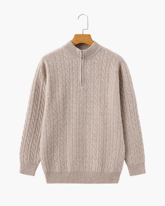 Cashmere-Blend Woven Half Zip