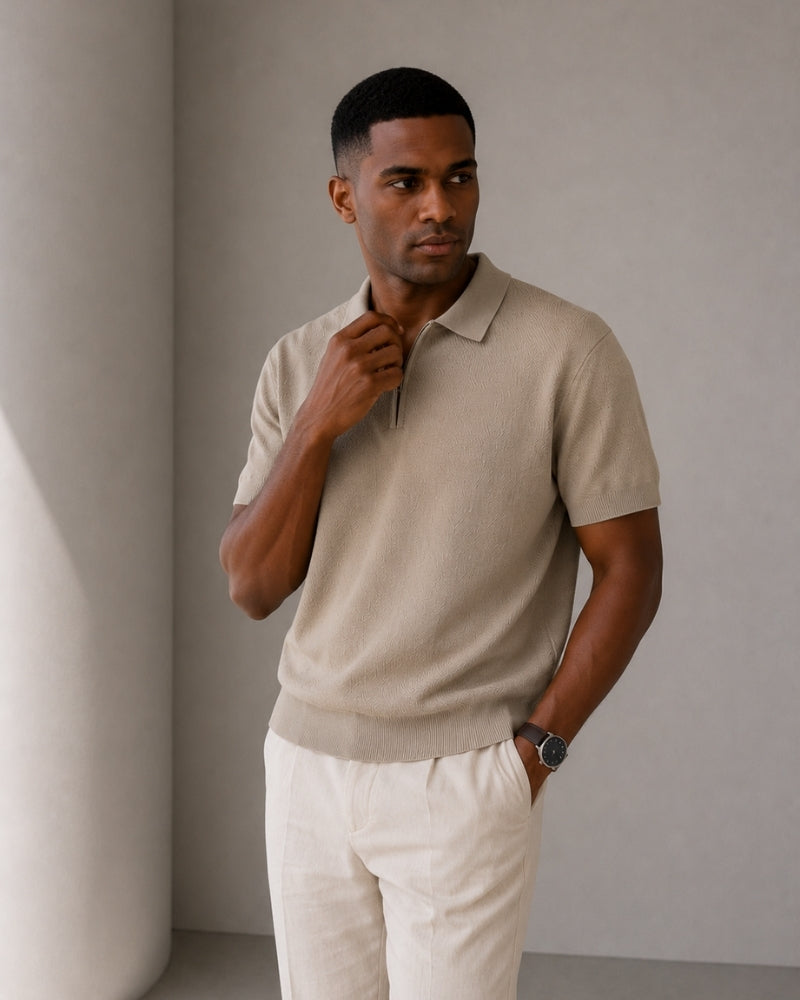 Men's Zip-Up Polo Shirt – Marbella Knit Quarter-Zip Polo