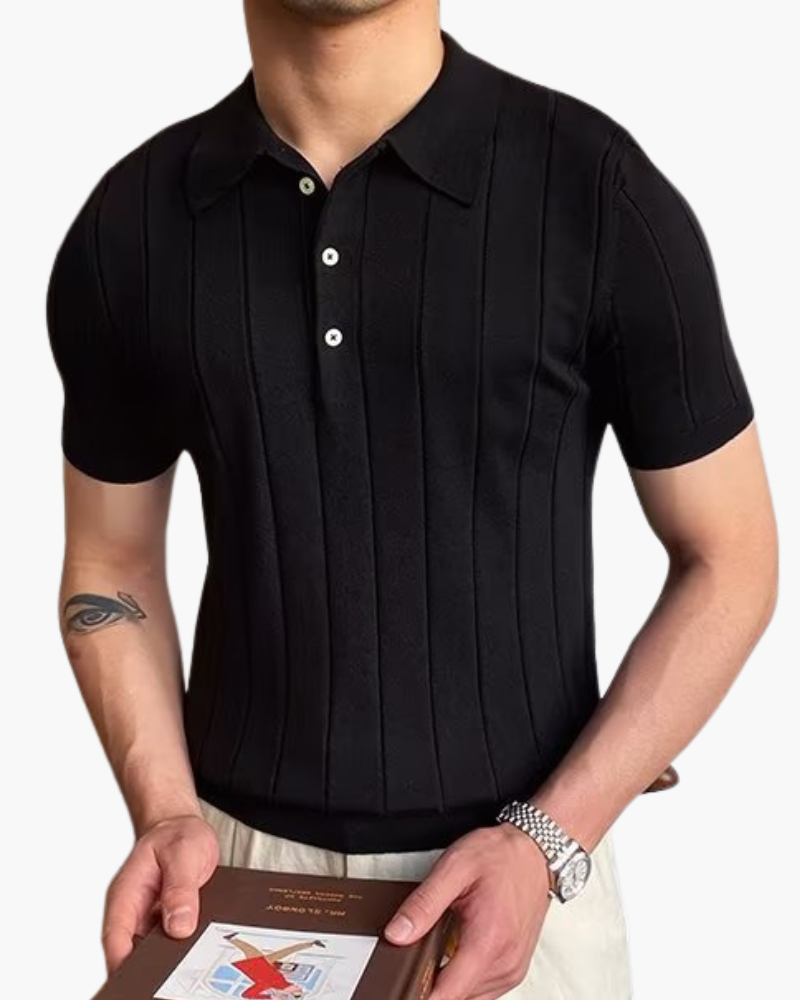Men's Ribbed Cotton Polo Shirt – Cannes Knit Polo