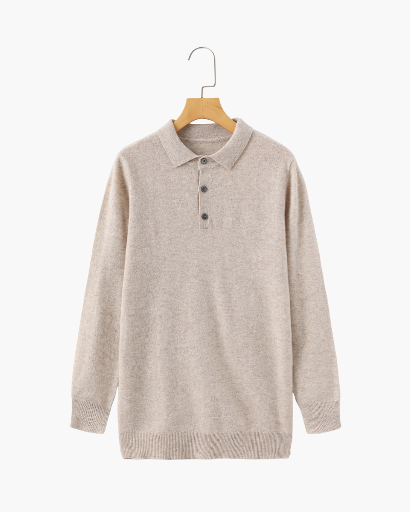 Men's 100% Cashmere Polo Shirt – Luxury Knit Short-Sleeve Polo