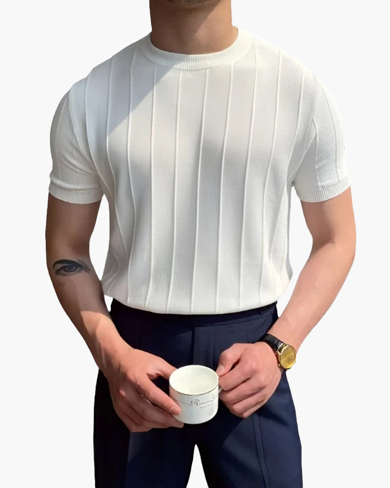 Men's Ribbed Cotton T-Shirt – Cannes Crew Neck Tee