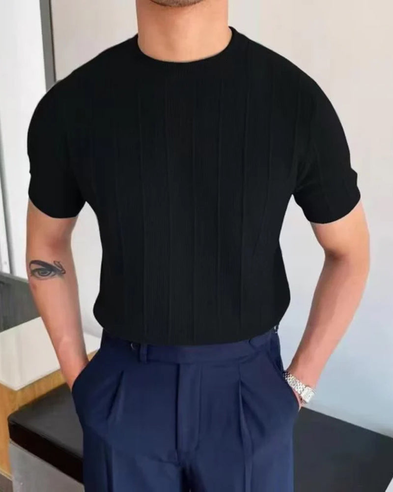 Men's Ribbed Cotton T-Shirt – Cannes Crew Neck Tee