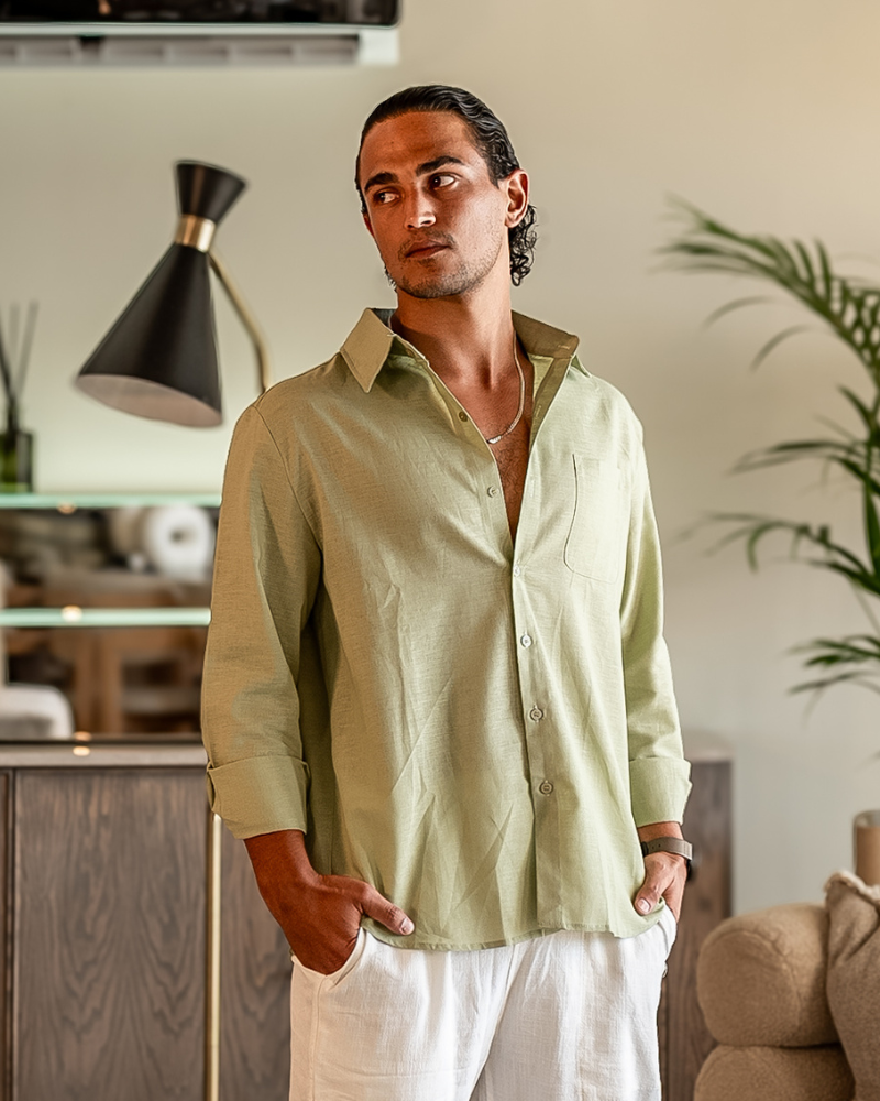 Men's 100% Linen Shirt – Cape Town Long-Sleeve Button-Up