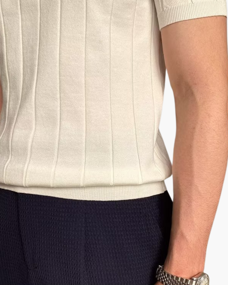 Men's Ribbed Cotton Polo Shirt – Cannes Knit Polo