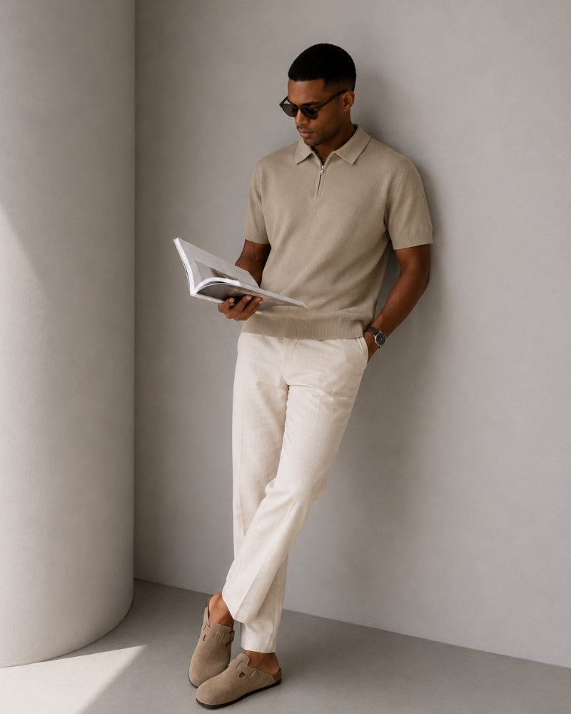 Men's Zip-Up Polo Shirt – Marbella Knit Quarter-Zip Polo