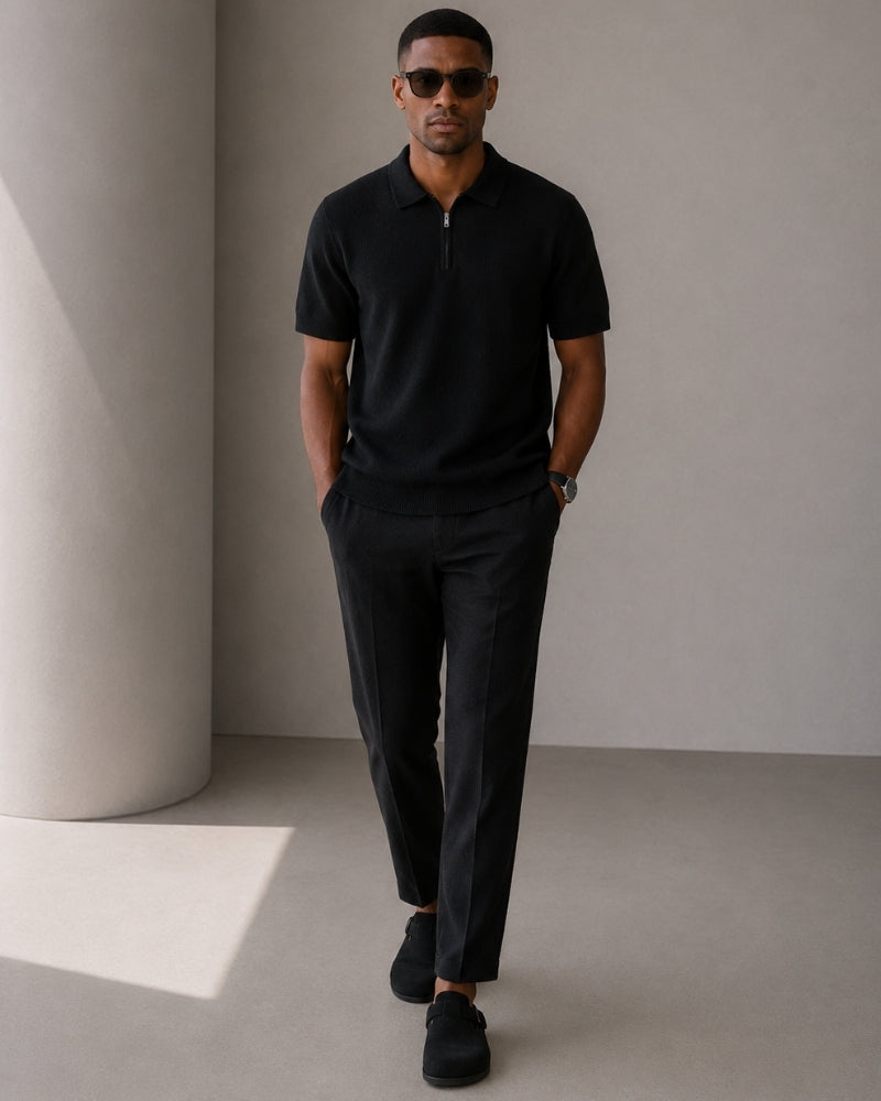 Men's Zip-Up Polo Shirt – Marbella Knit Quarter-Zip Polo