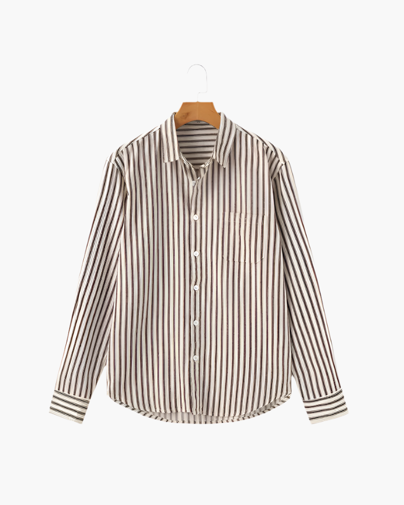 Men's Striped Dress Shirt – Classic Long-Sleeve Button-Up