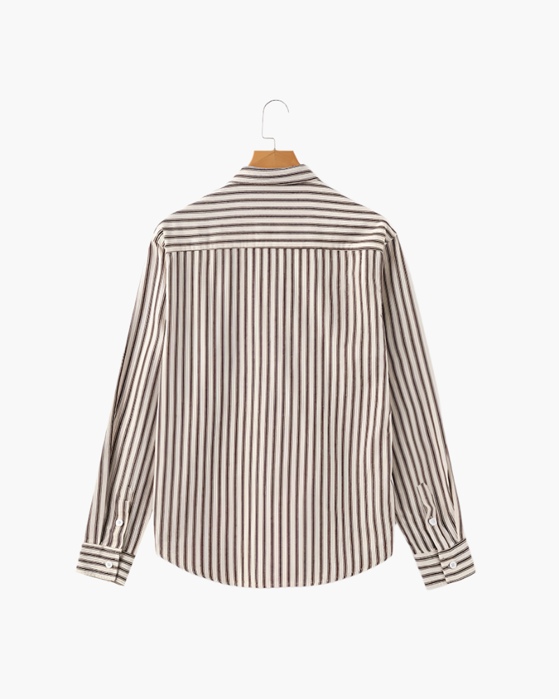 Men's Striped Dress Shirt – Classic Long-Sleeve Button-Up