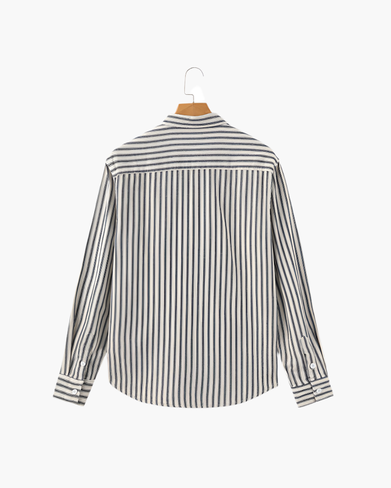 Men's Striped Dress Shirt – Classic Long-Sleeve Button-Up