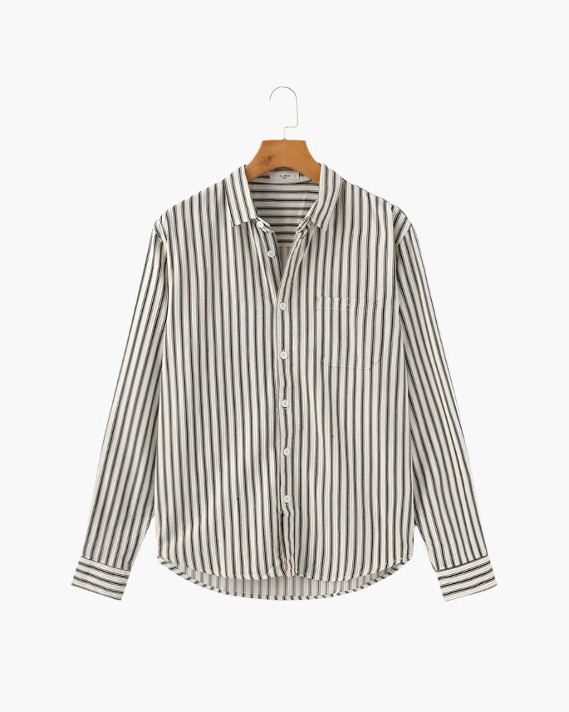Men's Striped Dress Shirt – Classic Long-Sleeve Button-Up