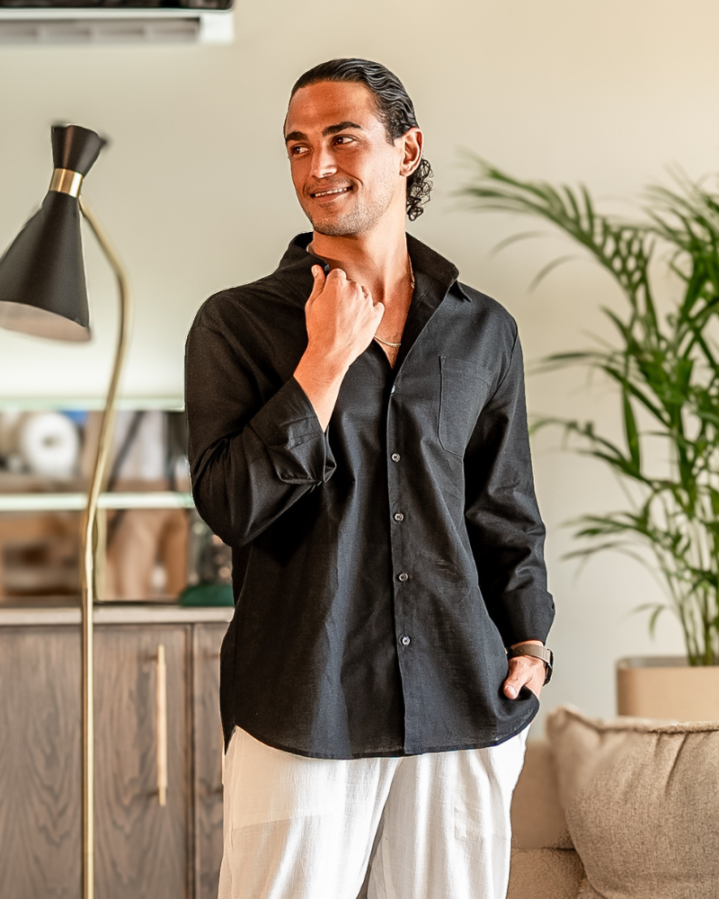 Men's 100% Linen Shirt – Cape Town Long-Sleeve Button-Up