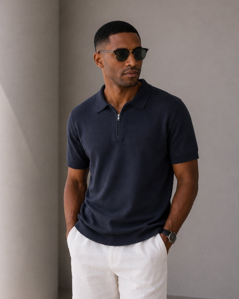 Men's Zip-Up Polo Shirt – Marbella Knit Quarter-Zip Polo