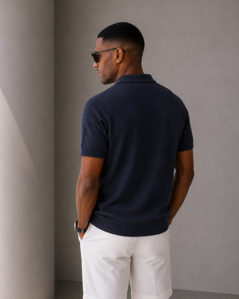 Men's Zip-Up Polo Shirt – Marbella Knit Quarter-Zip Polo