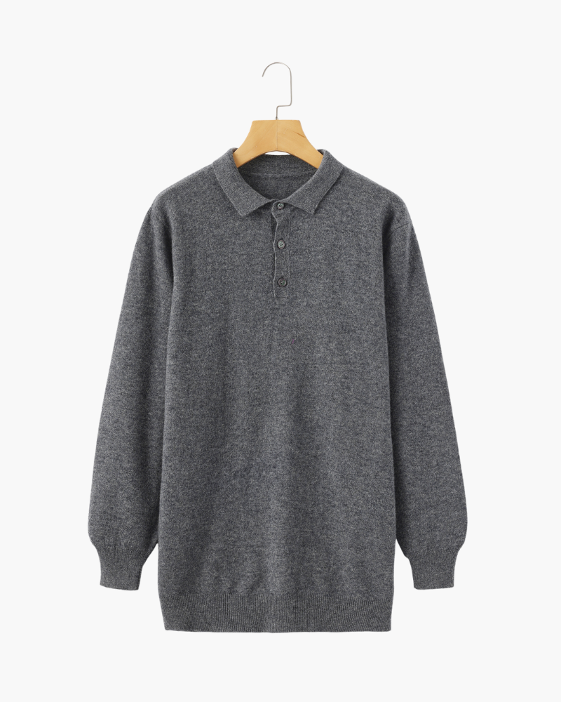 Men's 100% Cashmere Polo Shirt – Luxury Knit Short-Sleeve Polo