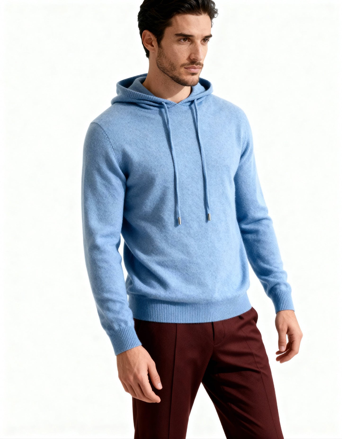 Men's 100% Cashmere Hoodie – Luxury Knit Pullover Hoodie