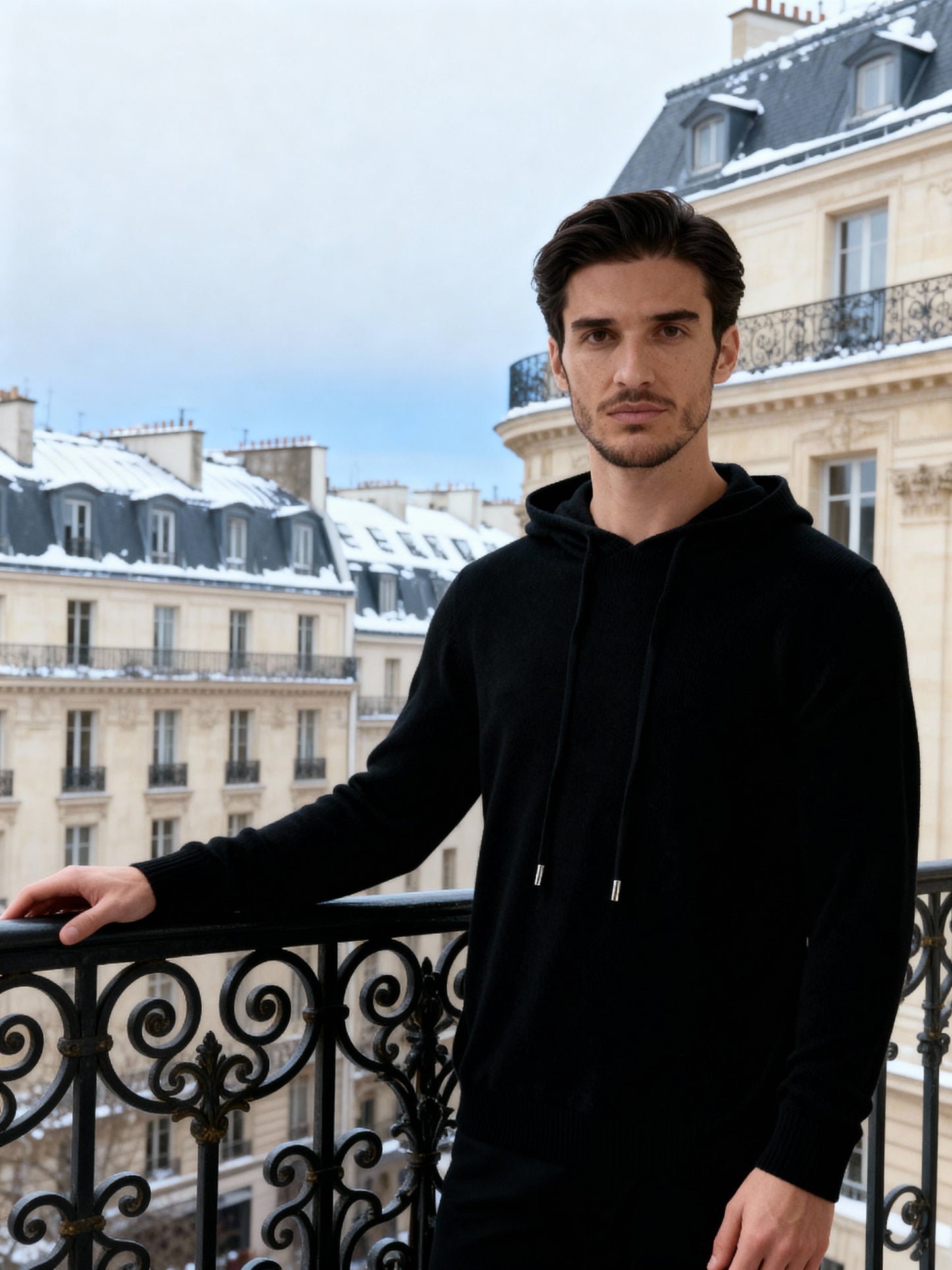 Men's 100% Cashmere Hoodie – Luxury Knit Pullover Hoodie