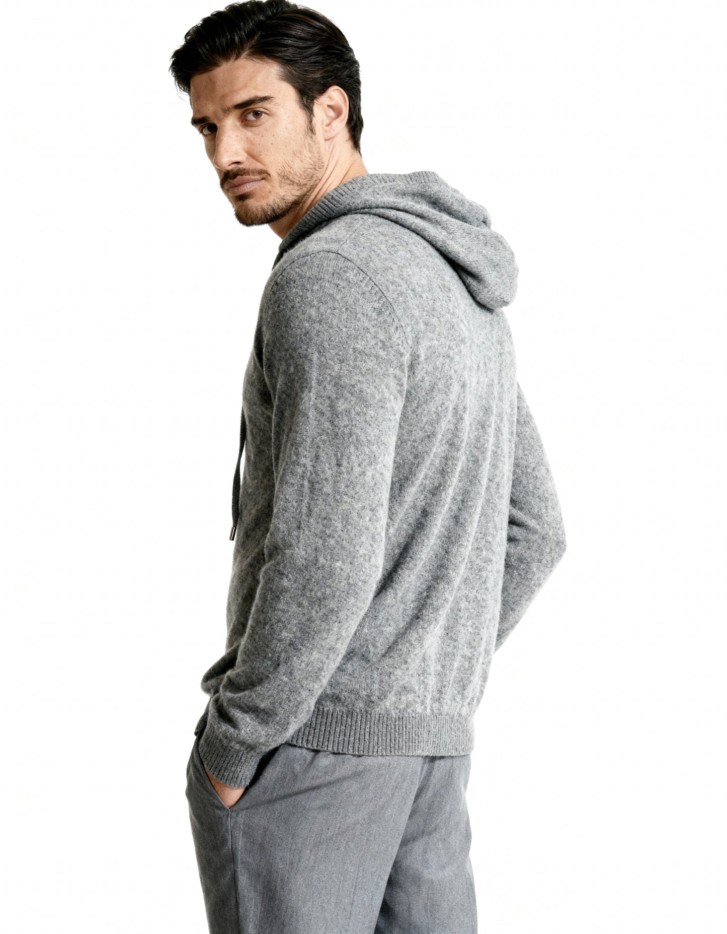 Men's 100% Cashmere Hoodie – Luxury Knit Pullover Hoodie
