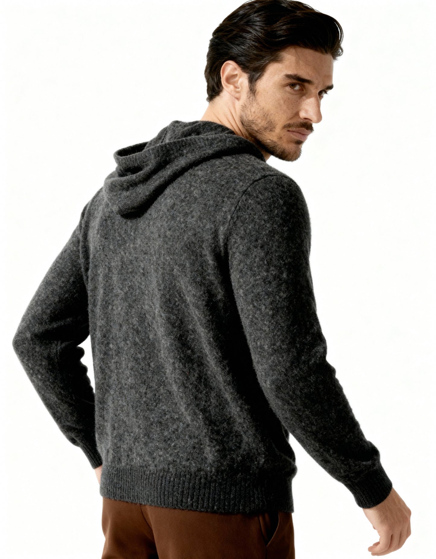 Men's 100% Cashmere Hoodie – Luxury Knit Pullover Hoodie