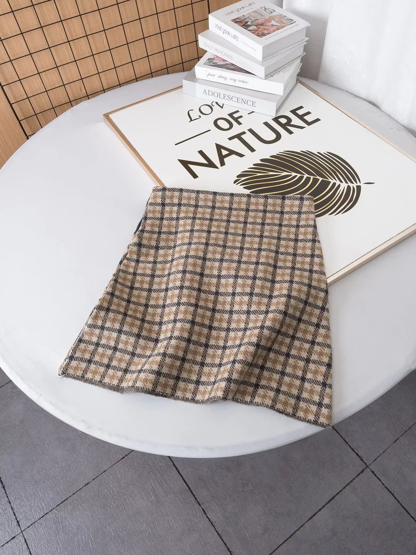 Checked Jacket & Skirt Set