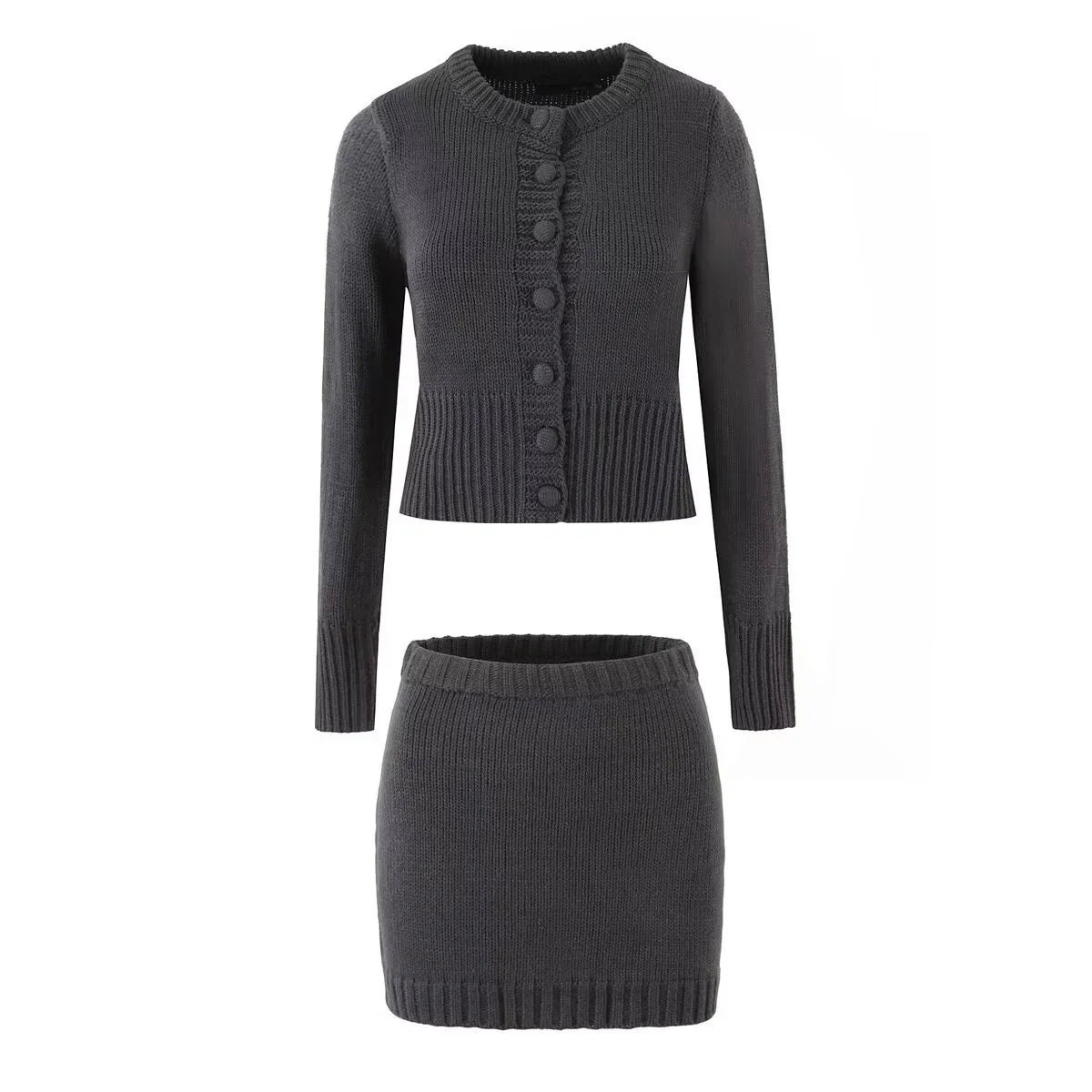 Cardigan & Knit Skirt Set