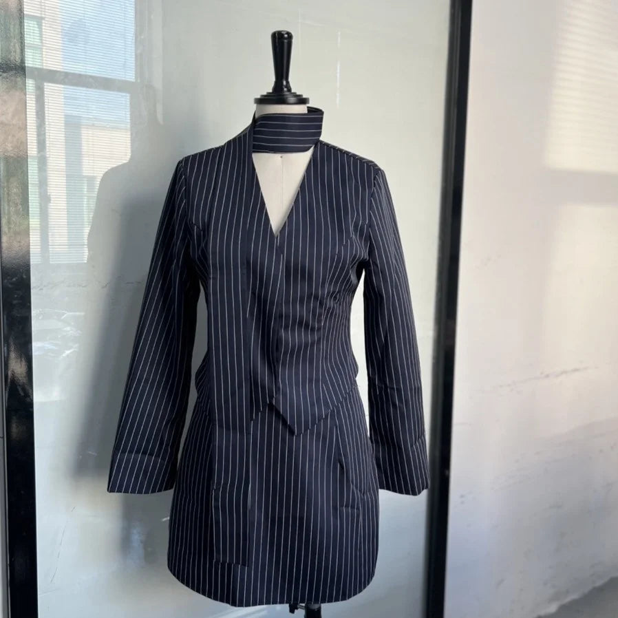 Pinstripe Jacket & Skirt Set