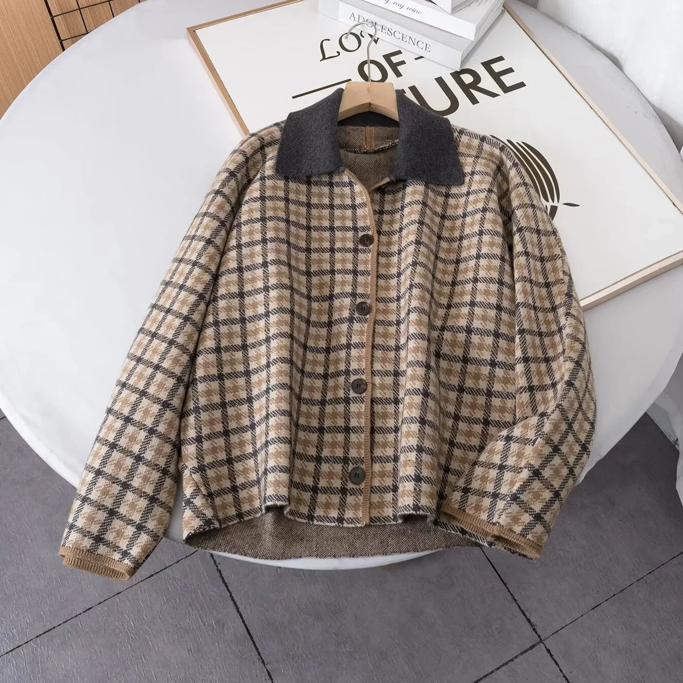 Checked Jacket & Skirt Set