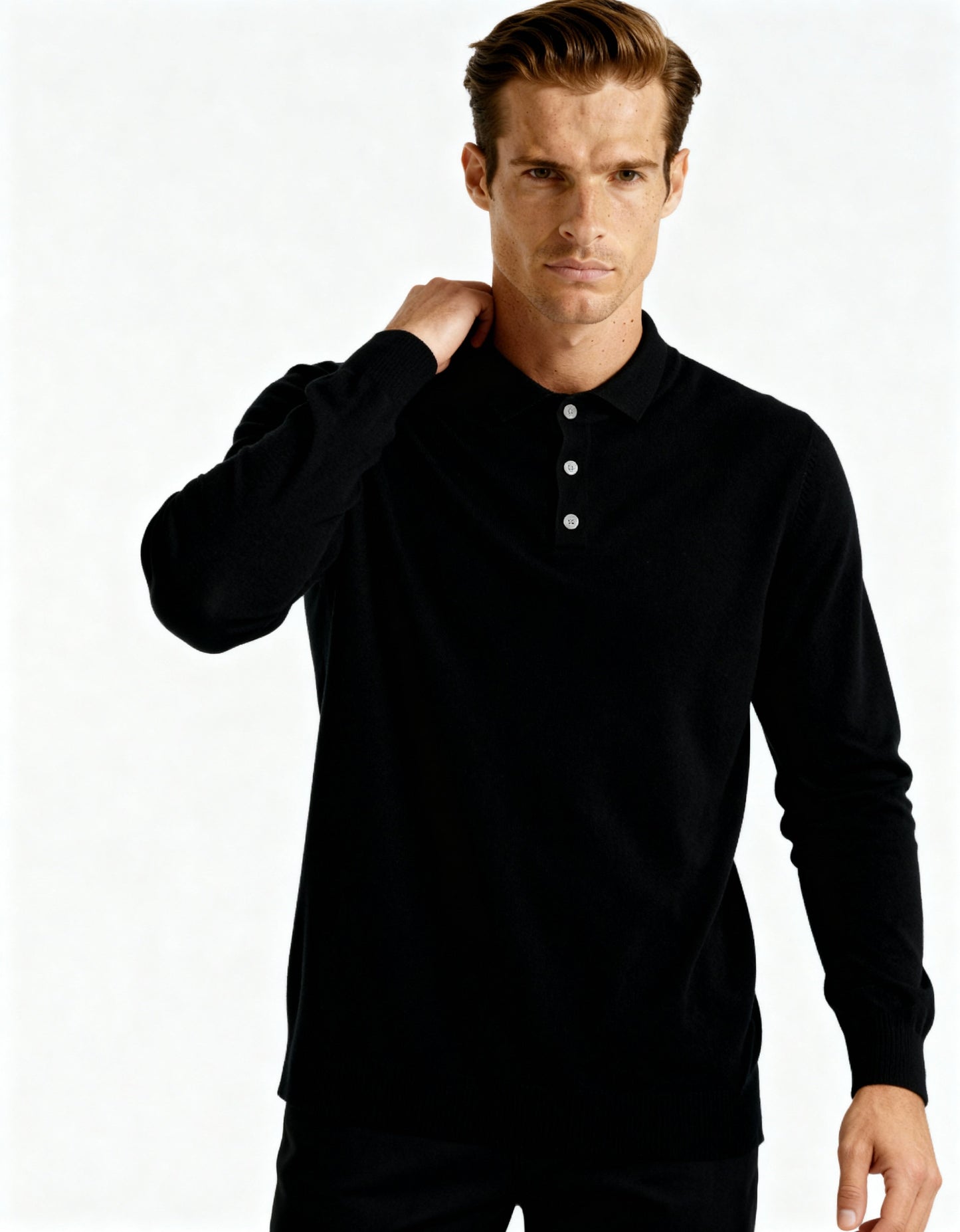Men's 100% Cashmere Polo Shirt – Luxury Knit Short-Sleeve Polo