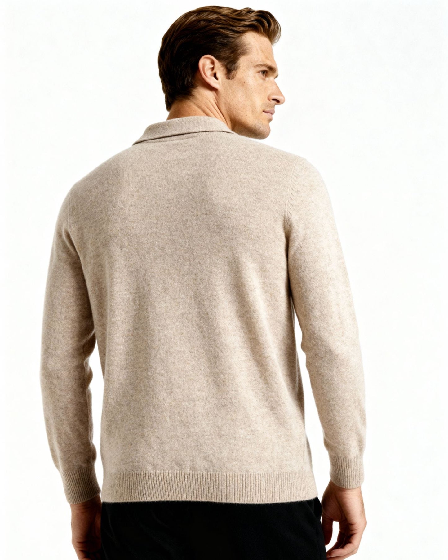 Men's 100% Cashmere Polo Shirt – Luxury Knit Short-Sleeve Polo