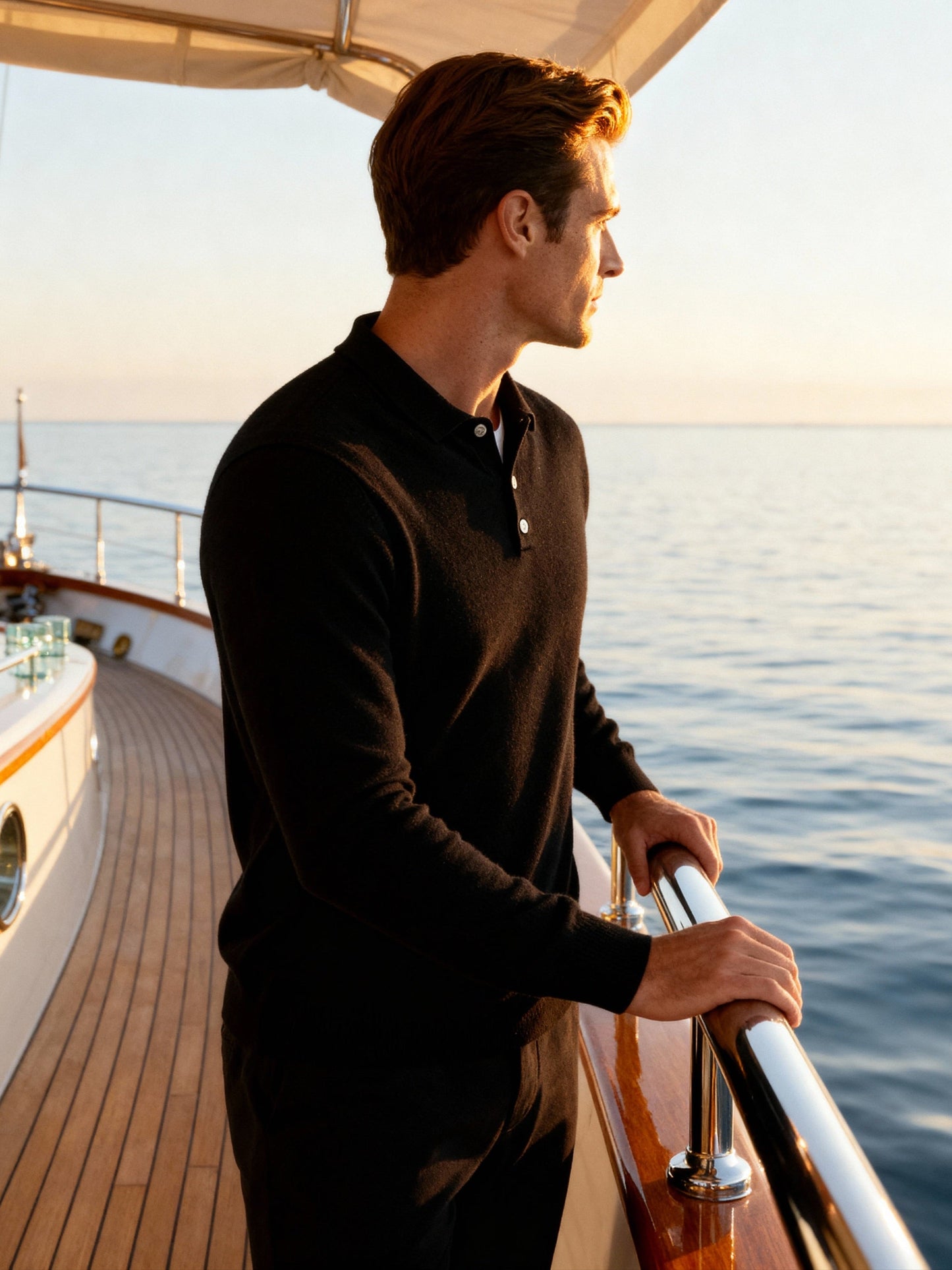 Men's 100% Cashmere Polo Shirt – Luxury Knit Short-Sleeve Polo