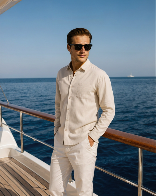 Men's 100% Linen Shirt – Cape Town Long-Sleeve Button-Up