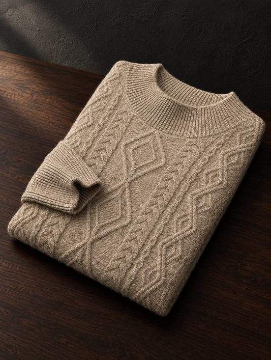 The Old Money Club — Cable Cashmere-Blend Crewneck