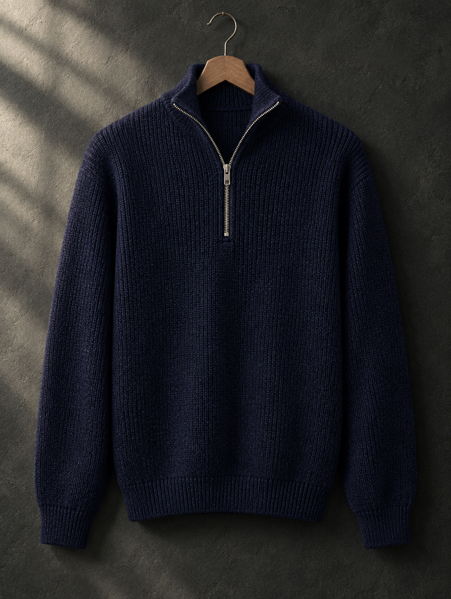 The Old Money Club — Turtleneck Half-Zip Sweater