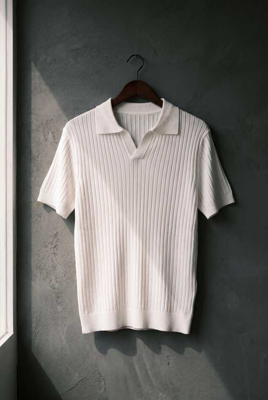 The Old Money Club - Men's Ribbed Cotton Polo Shirt – Florence Knit Polo