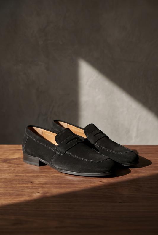 The Old Money Club - Suede Penny Loafers