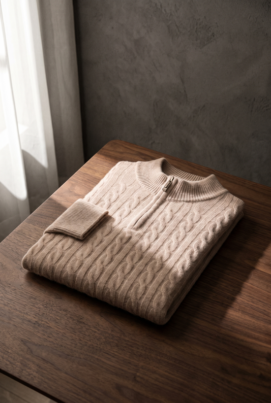 The Old Money Club - Merino Zip-Up Sweater