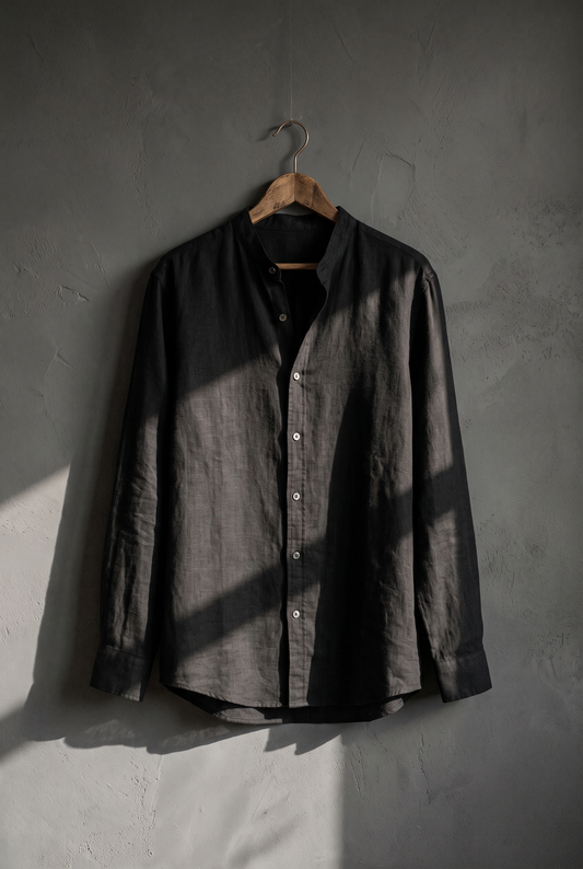 The Old Money Club - Positano Grandad Linen Shirt