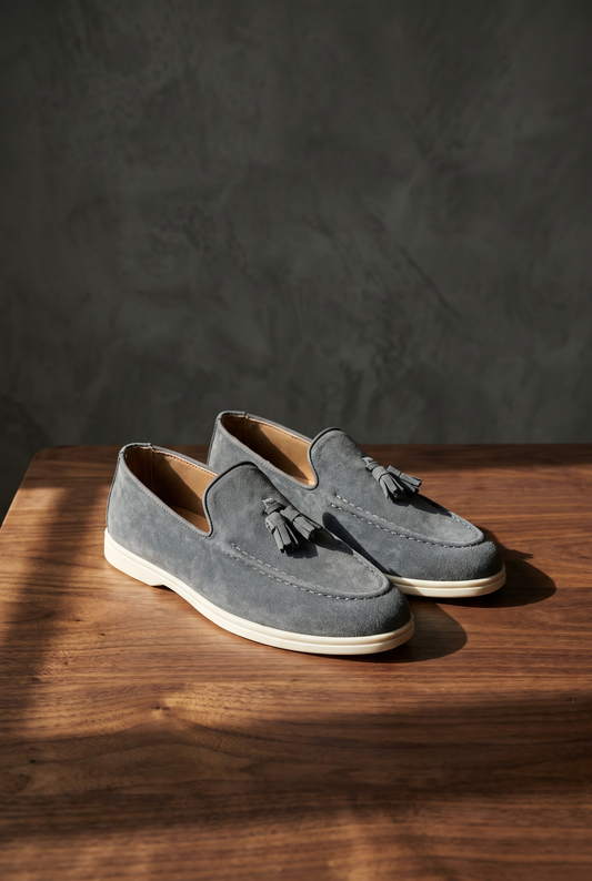 The Old Money Club - Grey Suede Tassel Loafers