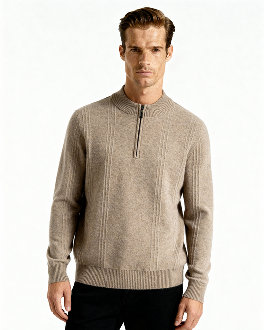 Cashmere-Blend Ribbed Half Zip